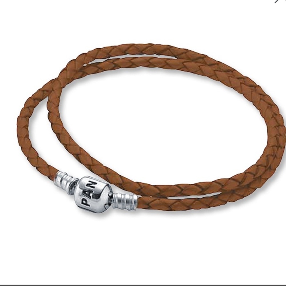 Pandora brown leather pandora bracelet 16”